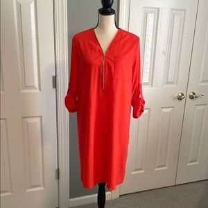 SHEIN Coral V-Neck Dress